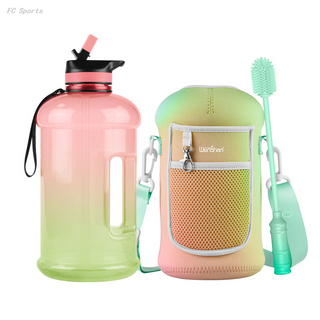 2.2l gallon large water sports gym bottle with custom logo BPA Free 100% LeakProof bottles half gallon with sleeves