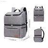 18L 32-Can Double Decker Insulated Cooler Bag Backpack for Beach/Picnic/Camping/BBQ, Grey 