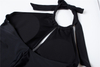 FC Sports Wear New Front Opening Bodysuit Women Open Back One Piece Backless Tether Bathing Suit Beach 