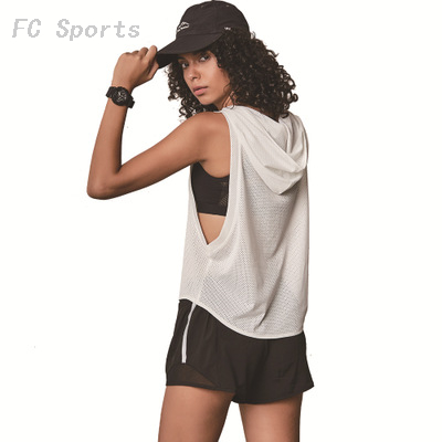 Sleeveless Breathable Smock Hooded Mesh Quick-drying Vest Outdoor Sports Fitness Yoga Clothing