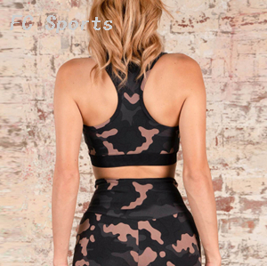  Fashion Camouflage Printed Yoga Suit Gym Clothing 2 Piece Sleeveless Sexy Splicing Top Shorts Set Sport Yoga Wear 4 orders