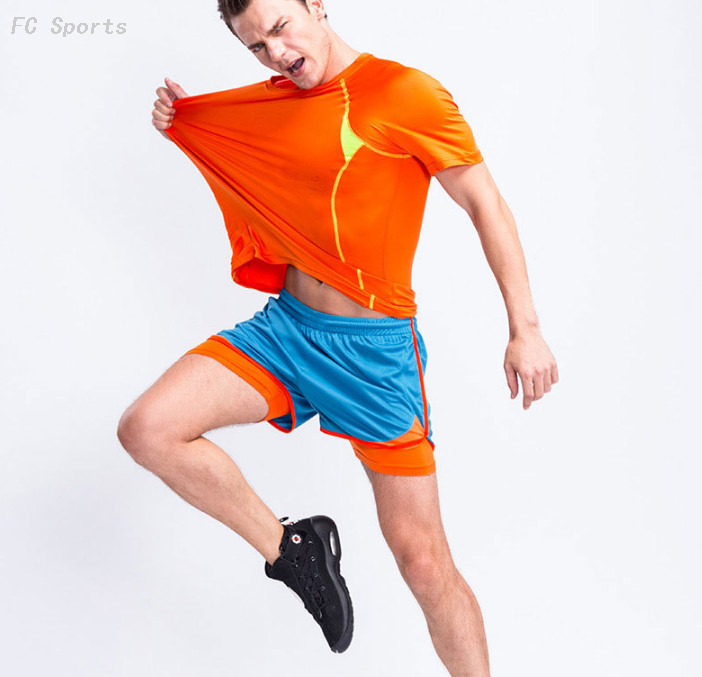 Fitness suit men's sports running quick-drying training clothes two-piece fitness clothes