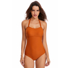 FC Sports Women Solid Color One-Piece Monokini Bodysuit Beachwear Athletic Swimsuit