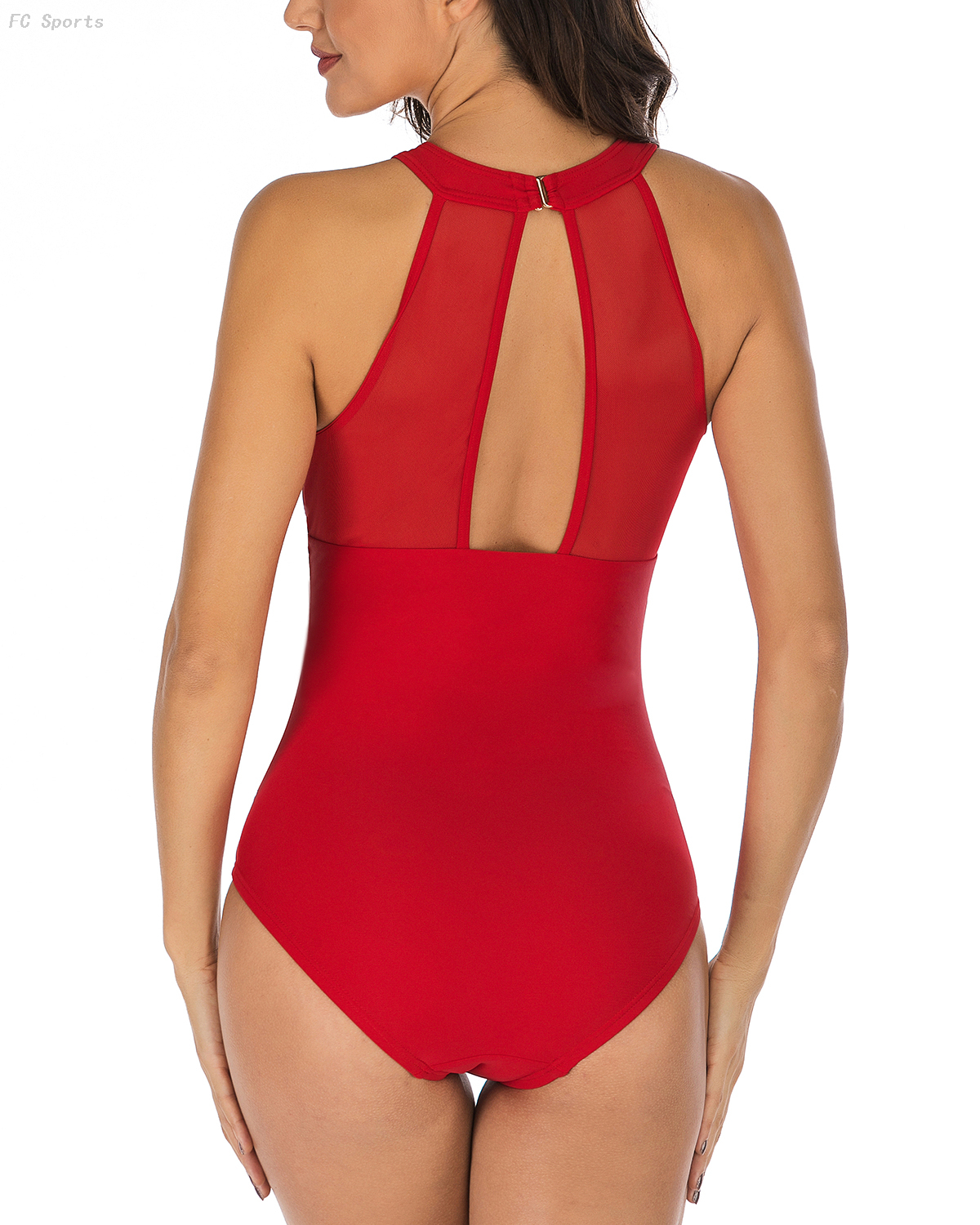 New Necklace swimsuit for women with thin, bare back and solid color 