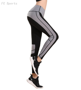 Women's stitching sports nine-point trousers breathable running fitness quick-drying pants yoga pants