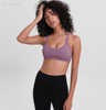 Solid color sports bra gathered shockproof running fitness underwear cross beauty back yoga bra