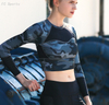 Sports Yoga clothing jacket camouflage long-sleeved umbilical mesh running training suit