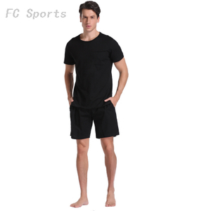 Two Piece Set Men Short Sleeve T Shirt Cropped Top+Shorts Men's Tracksuits 2019 New Causal Sportswear Tops Short Trouser