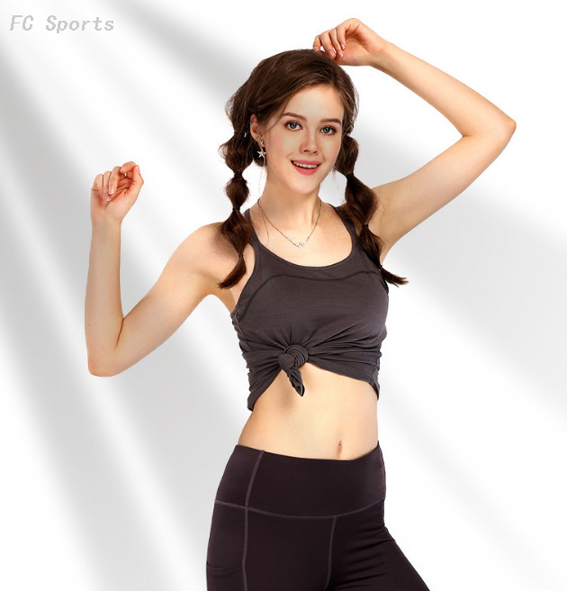 Sling sleeveless yoga vest female fitness running quick-drying top hollow breathable blouse