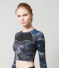 Sports Yoga clothing jacket camouflage long-sleeved umbilical mesh running training suit